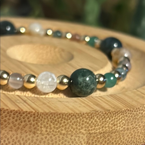 Handmade Moss Agate + Citrine + Green Aventurine Beaded Bracelet ✨ - Picture 4 of 6